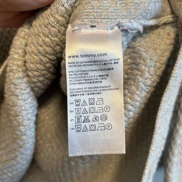 Tommy Hilfiger Glitter Metallic Comfy Knit Knitted Scoop Neck Sweater Top Grey - Picture 8 of 9